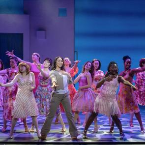 Alisa Melendez (Sophie Sheridan) and the Company of MAMMA MIA! 25th Anniversary Tour. Photo by Joan Marcus