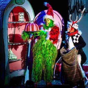 James Schultz as THE GRINCH and Xavier McKnight as Young Max in the Touring Company of Dr. Seuss’ HOW THE GRINCH STOLE CHRISTMAS! The Musical. Credit: Jeremy Daniel